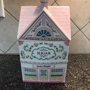 Vintage Lenox Village Sugar Canister 1990 Spice Village Pink Victorian